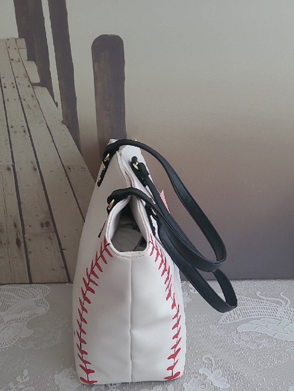 Betsey Johnson Baseball Tote with MIssing Baseball Charm NWT - Picture 3 of 9